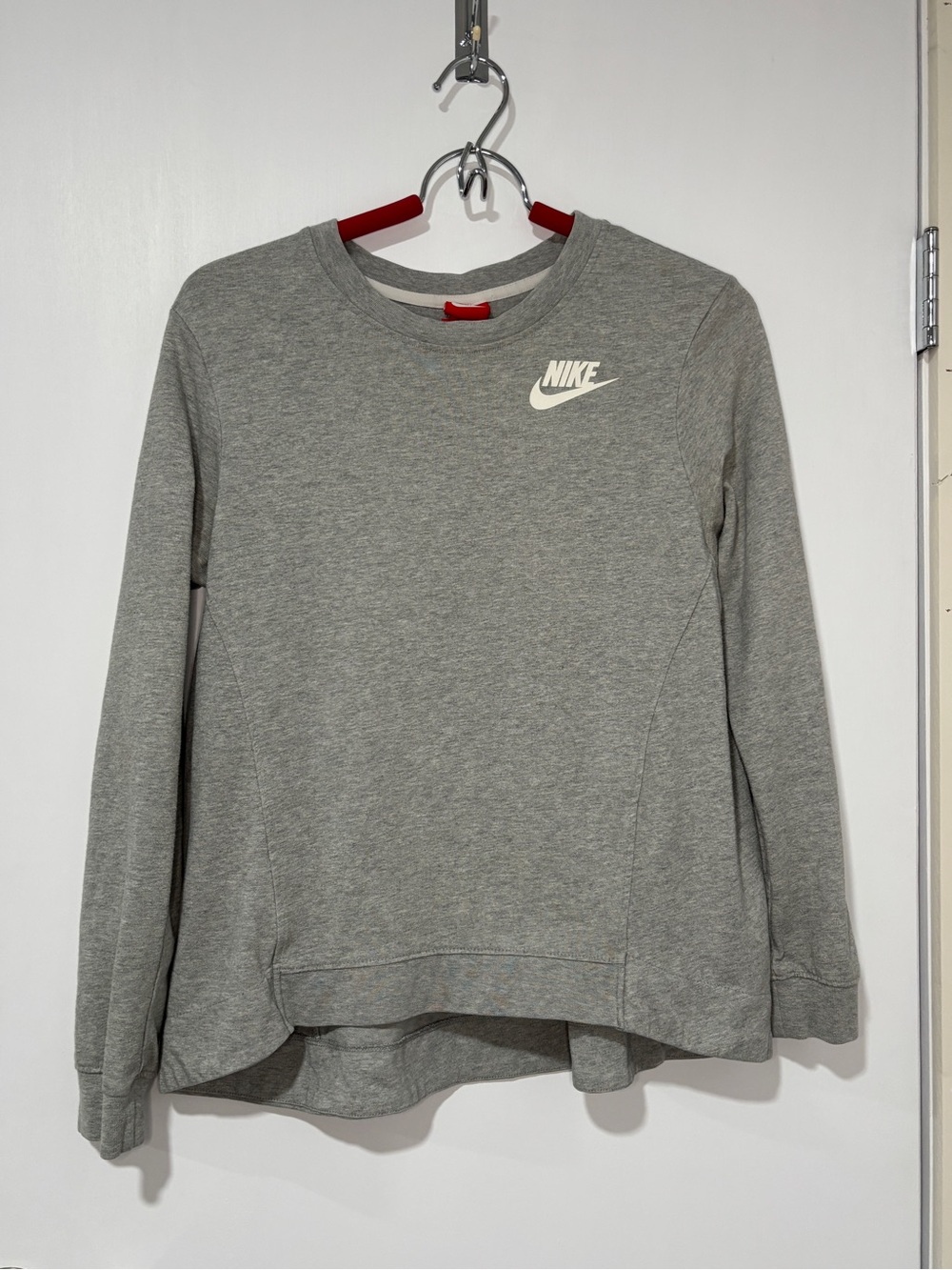 Nike Heather Gray Crewneck with White Swoosh and Red Tag